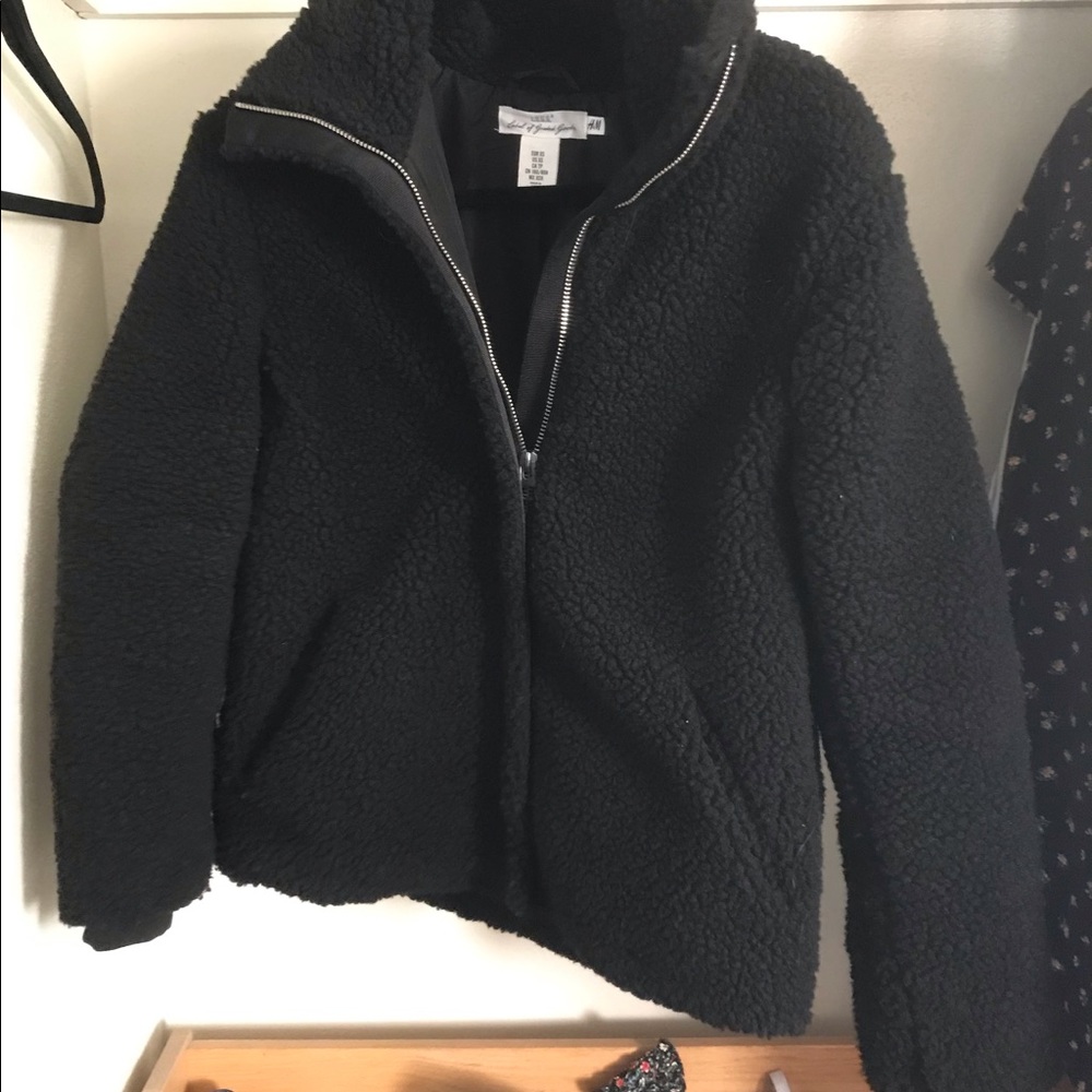 H&M Black Teddy Coat!